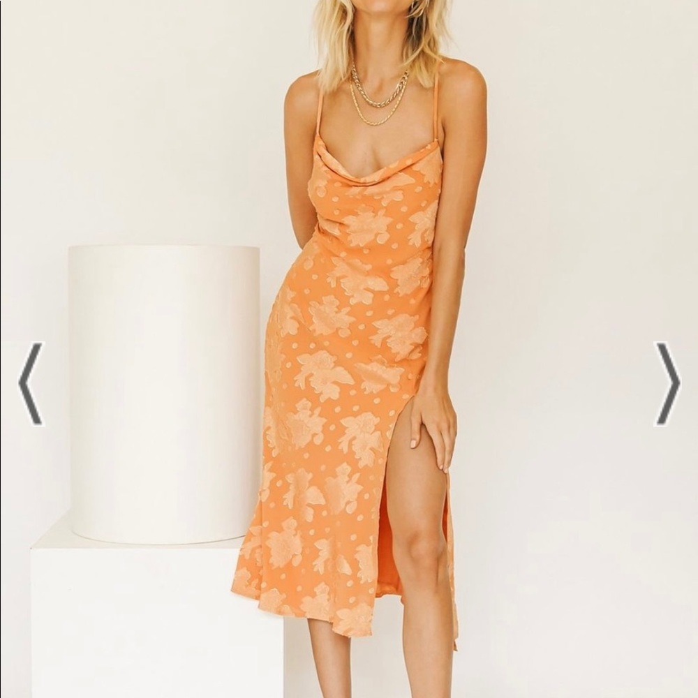 Verge Girl Forever Parisian Bias Cut Midi Dress - Tangerine